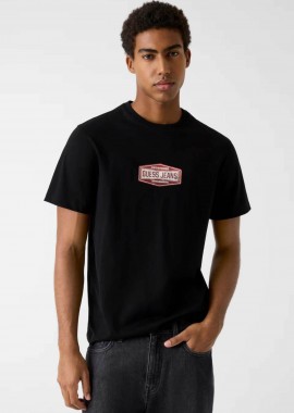 Guess ανδρικό T-shirt με logo print - M6RI41K8FQ4 Μαύρο