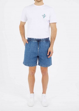 GUESS - Guess ανδρική denim βερμούδα με ελαστική μέση Relaxed Fit - M5GD35D5M54 Denim Blue