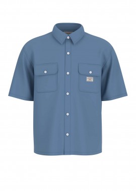 GUESS - Guess ανδρικό πουκάμισο μονόχρωμο με τσέπες Regular Fit - M6GH61WN861 Μπλε Ανοιχτό