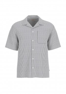 Guess ανδρικό πουκάμισο με ριγέ σχέδιο και τσέπη Regular Fit - M6GHB6WO551 Μαύρο