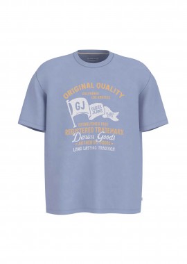 Guess ανδρικό T-shirt με print Oversized Fit - M6GIB8K8FQ4 Μπλε Ανοιχτό
