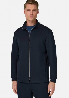 Boggi Milano ανδρική ζακέτα φούτερ με ψηλό λαιμό Regular Fit - BO26P018901 Μπλε Navy