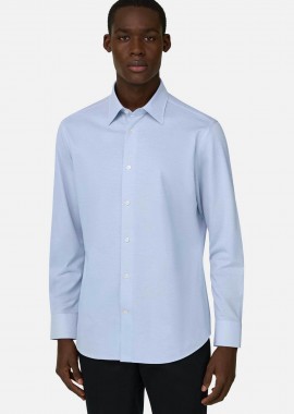 BOGGI MILANO - Boggi Milano ανδρικό πουκάμισο μονόχρωμο Regular Fit - BO26P019301 Γαλάζιο