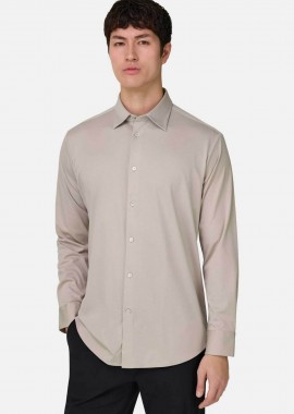 BOGGI MILANO - Boggi Milano ανδρικό πουκάμισο μονόχρωμο Regular Fit - BO26P030503 Μπεζ