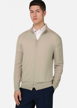 Boggi Milano ανδρική πλεκτή ζακέτα Regular Fit - BO26P040204 Μπεζ