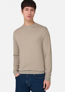 Boggi Milano ανδρικό πουλόβερ μονόχρωμο Regular Fit - BO26P050203 Μπεζ