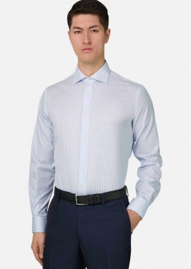 BOGGI MILANO - Boggi Milano ανδρικό πουκάμισο με ριγέ σχέδιο Regular Fit - BO26P057801 Γαλάζιο