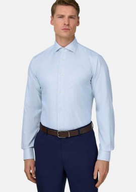 BOGGI MILANO - Boggi Milano ανδρικό πουκάμισο με ριγέ σχέδιο Slim Fit - BO26P058801 Γαλάζιο