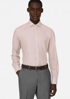 BOGGI MILANO - Boggi Milano ανδρικό πουκάμισο με ριγέ σχέδιο Slim Fit - BO26P058802 Καφέ Ανοιχτό