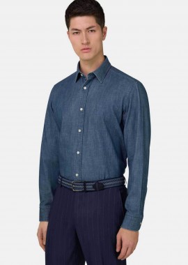 Boggi Milano ανδρικό denim πουκάμισο Regular Fit - BO26P071101 Denim Blue Σκούρο