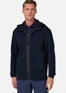 Boggi Milano ανδρική ζακέτα φούτερ με κουκούλα Regular Fit - BO26P071301 Μπλε Navy