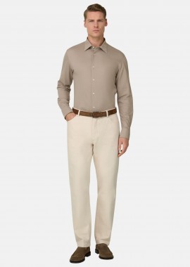 Boggi Milano ανδρικό τζιν παντελόνι πεντάτσεπο Straight Fit - BO26P076501 Κρέμ
