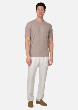 BOGGI MILANO - Boggi Milano ανδρικό λινό παντελόνι μονόχρωμο Tapered Fit - BO26P018202 Λευκό