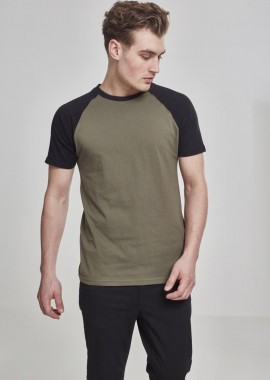 T-Shirt TB639 Urban Classics Raglan Contrast Tee Olive/Black