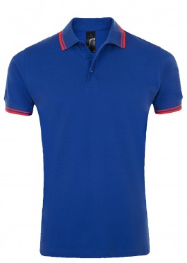Ανδρικό Polo Cotton Πικέ 00577 SOL'S Pasadena Royal Blue/Neon Coral