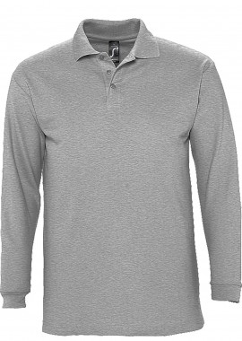 SOLS - Ανδρική Μπλούζα Polo 11353 SOL'S Winter II Μακρυμάνικη Πικέ Grey Melange