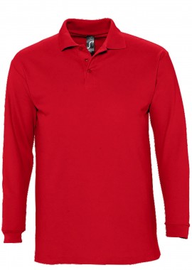 Ανδρική Μπλούζα Polo 11353 SOL'S Winter II Μακρυμάνικη Πικέ Red