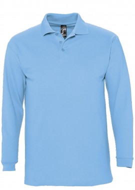 SOLS - Ανδρική Μπλούζα Polo 11353 SOL'S Winter II Μακρυμάνικη Πικέ Sky Blue Pique