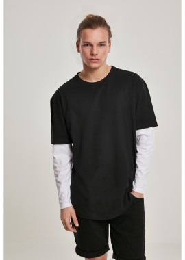 Urban Classics - Ανδρική Μακρυμάνικη Μπλούζα Oversized Shaped Double Layer LS Tee TB2887 Urban Classics Black/White