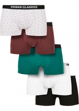 Urban Classics - Ανδρικά Μποξεράκια Σετ 5 Τεμαχίων TB4417 Urban Classics Organic Boxer Shorts Pack Script Clear Flower/Cherry/Tree Green/ White/Black