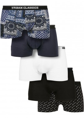 Urban Classics - Ανδρικά Μποξεράκια Σετ 5 Τεμαχίων TB4417 Urban Classics Organic Boxer Shorts Pack Bandana Navy/Navy/Navy/White/Black/Script Black