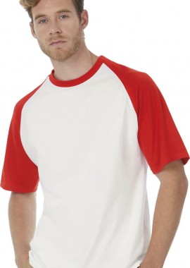 Τ-Shirt Baseball TU020 B & C White/Red