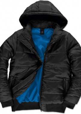 B & C - Ανδρικό Μπουφάν JM940 B&C Superhood Men με Κουκούλα Black/Cobalt Blue