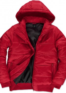 Ανδρικό Μπουφάν JM940 B&C Superhood Men με Κουκούλα Red/Black