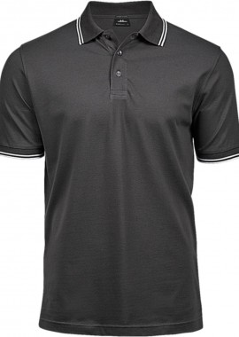 Ανδρική Μπλούζα Polo 1407 Tee Jays Luxury Stripe Stretch Dark Grey/White