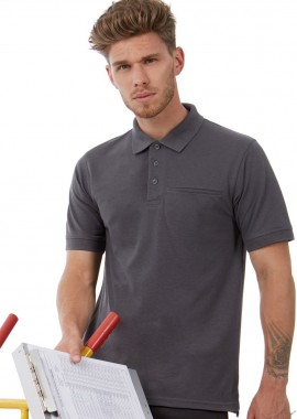 B & C - Ανδρική Μπλούζα Polo Workwear PUC11 B & C με Τσέπη Dark Grey