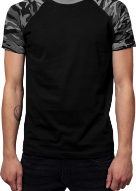 Urban Classics - T-Shirt TB639 Urban Classics Raglan Contrast Tee Black/Dark Camo