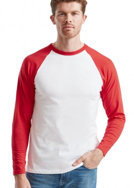 Fruit of the Loom - Μακρυμάνικο Baseball T-Shirt 61-028-0 Fruit of the Loom White/Red