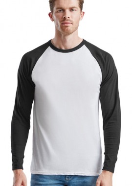 Μακρυμάνικο Baseball T-Shirt 61-028-0 Fruit of the Loom White/Black