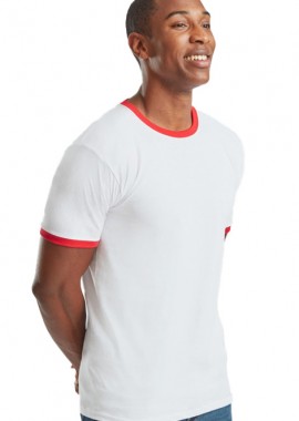 Ανδρικό T-Shirt Ringer 61-168-0 Fruit of the Loom White/Red