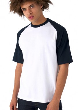 B & C - Τ-Shirt Baseball TU020 B & C White/Navy