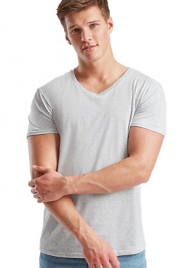 Fruit of the Loom - Ανδρικό T-Shirt V-Neck 61-442-0 Fruit of the Loom Iconic 150 Slim Fit Heather Grey