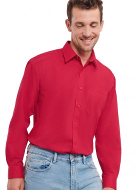 Russell - Ανδρικό Μακρυμάνικο Πουκάμισο R-934M-0 Russell Poplin Easy Care Classic Red