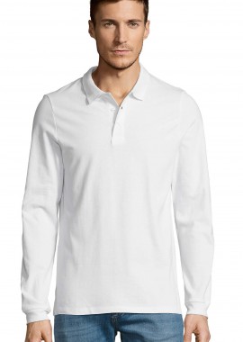 Ανδρική Μπλούζα Polo 11353 SOL'S Winter II Μακρυμάνικη Πικέ White