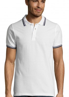 SOL'S - Ανδρικό Polo Cotton Πικέ 00577 SOL'S Pasadena White/Navy