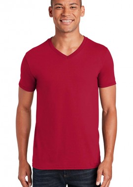 Ανδρικό T-Shirt Softstyle 64V00 Gildan V-Neck Red