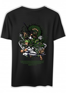 T-Shirt One Piece Roronoa Zoro Pop Culture Black
