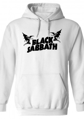 Hoodie Black Sabbath Band Logo Art Rock Avenue White