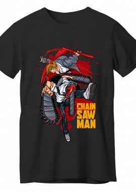 T-Shirt Chain Saw Man Pop Culture Black