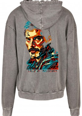 Rock Avenue - Oversized Premium Hoodie Freddie Mercury Face Art Rock Avenue Asphalt