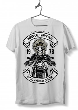 T-Shirt Indian Chief Biker Pop Culture White