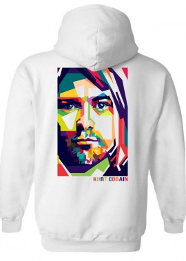 Rock Avenue - Hoodie K Cobain Art1 Rock Avenue White