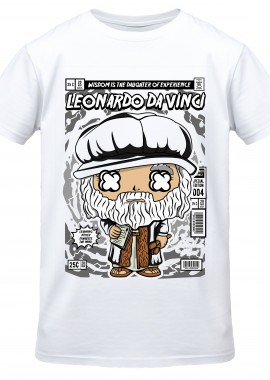 T-Shirt Leonardo Da Vinci Pop Culture White