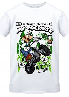 T-Shirt Luigi Motocross Pop Culture White