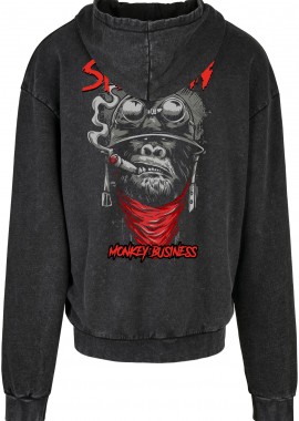 Oversized Premium Hoodie Skid Row Monkey Business Rock Avenue Black