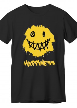 T-Shirt Smiley Face Pop Culture Black